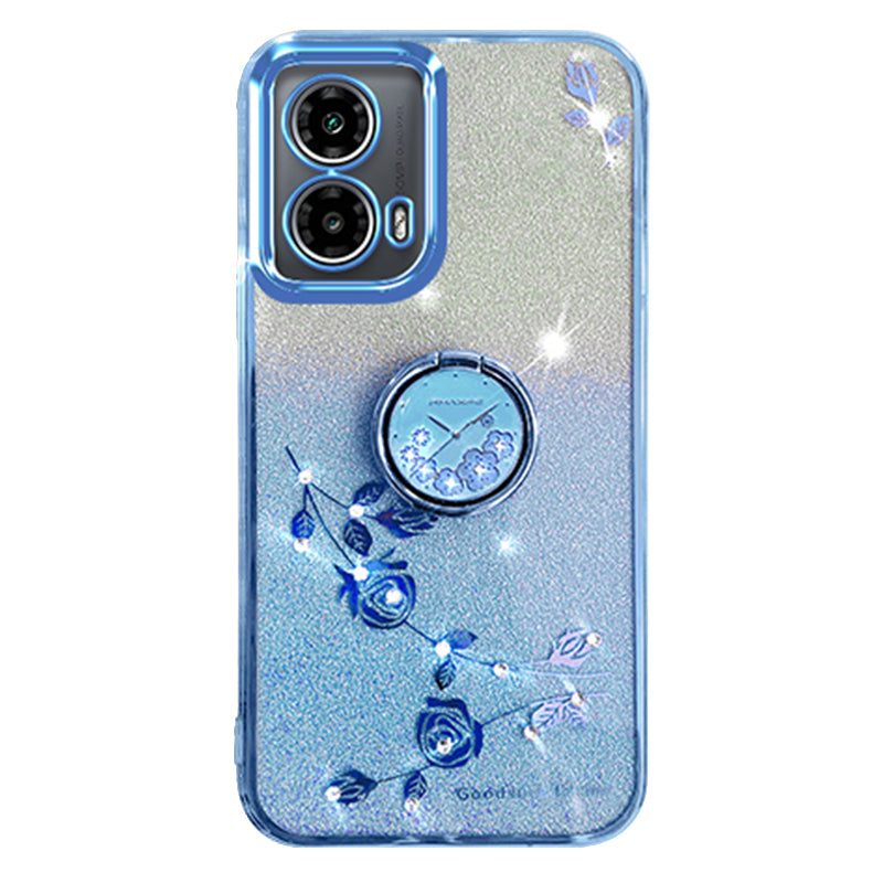 KADEM For Motorola Moto G24 5G / Moto G24 4G Case Gradient Rhinestone Flower TPU Phone Shell with Kickstand KADEM For Motorola Moto G24 5G / Moto G24 4G Case Gradient Rhinestone Flower TPU Phone Shell with Kickstand